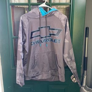 grey and blue chevy hoodie